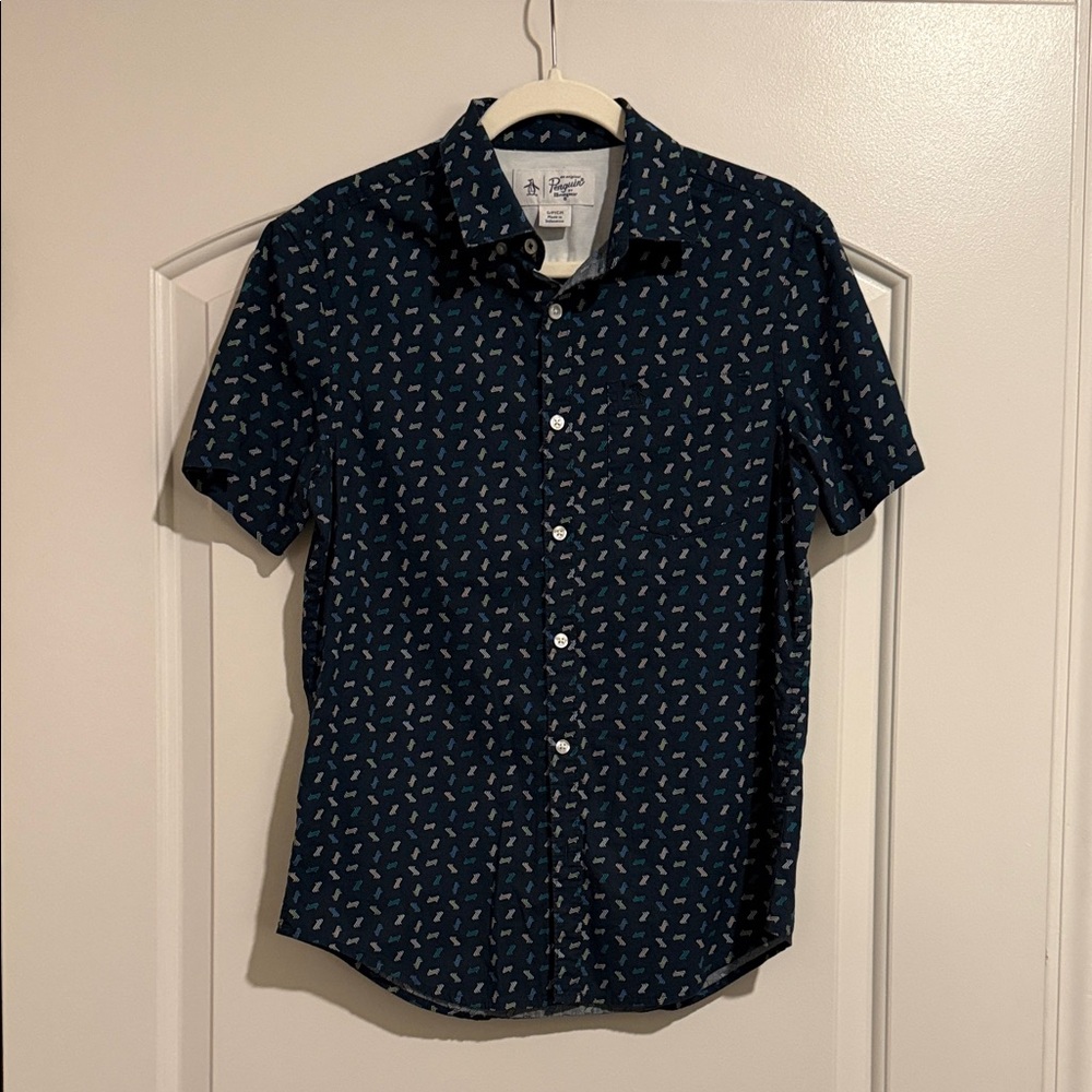 Original Penguin Navy Blue Printed Shirt